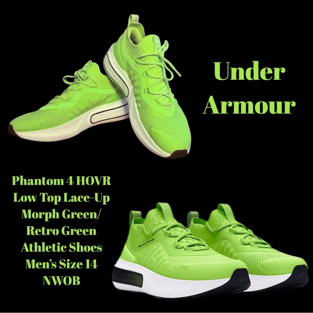 Under Armour Phantom 4 HOVR Athletic Shoes Morph/Retro Green Men’s Size 14 NWOB